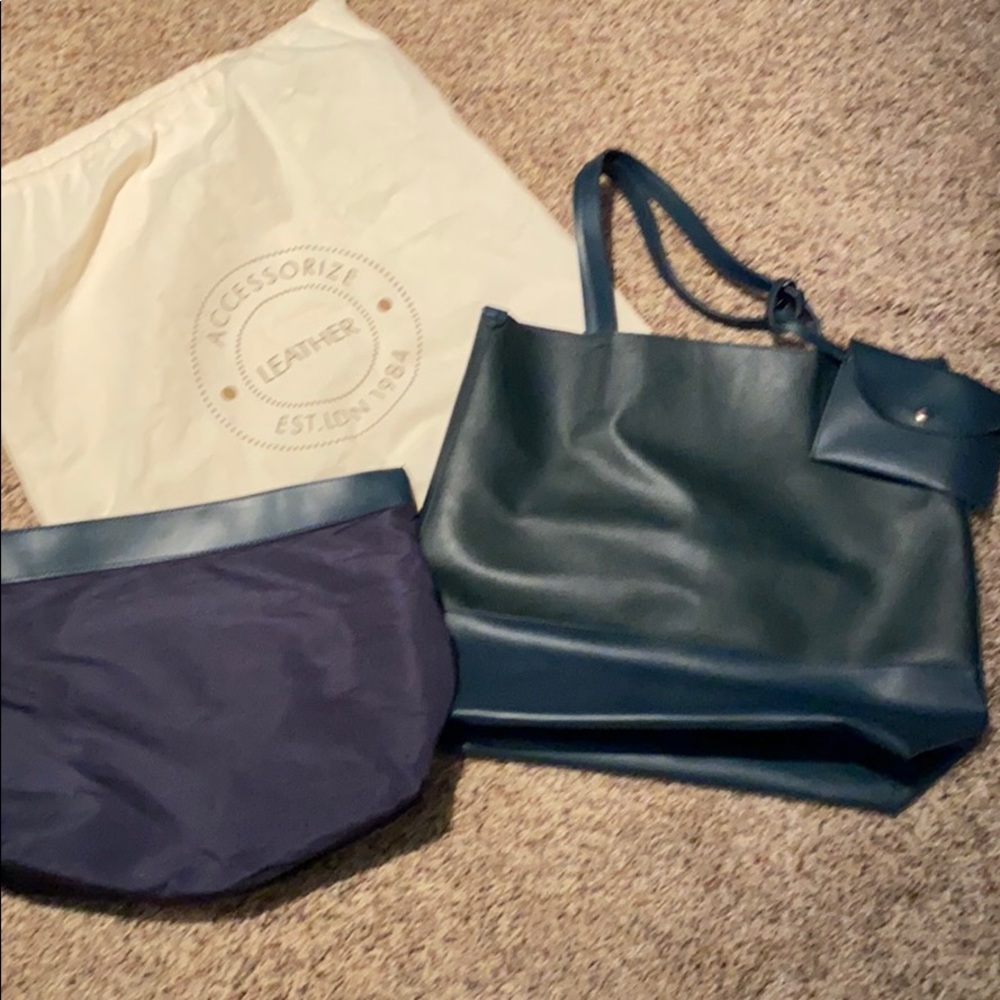 Navy Blue Leather Bag